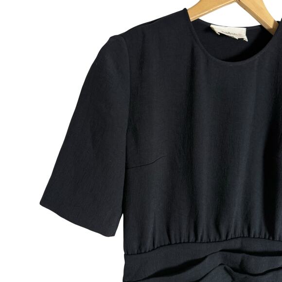 Ba&sh Oleane Short Sleeve Black A-Line Pleated Mini Dress Size 4 - Picture 11 of 16